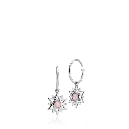 Olivia Dahl x Sistie - Sol øreringe i sølv med opal pink sten**